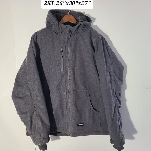 Berne Canvas Quilted Lined Full Zip Hooded Gray Full Zip 2XL Jacket VGUC - Picture 1 of 8